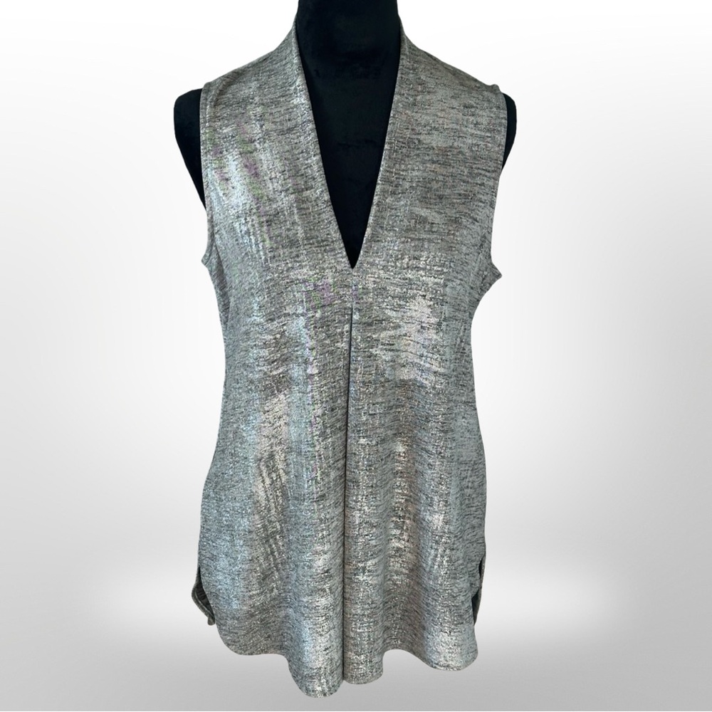 NWT - Chic Metallic Silver Sleeveless Blouse